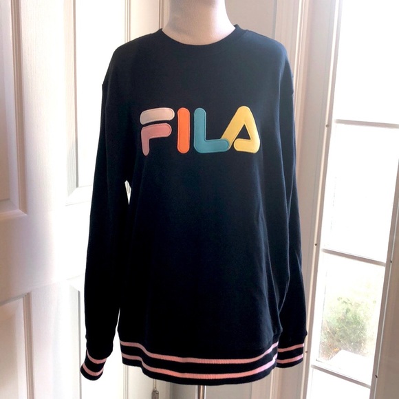 Fila Black Pastel Logo Crewneck Sweatshirt size XL - Picture 3 of 12